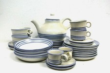 SERVIZIO PIATTI 4 pers.THUN RIGHE BLU PIANI FONDI CAFFÈ THE DOLCE TEIERA POTTERY