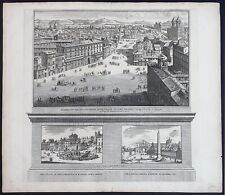 stampa antica Piazza di Spagna roma Deseine 1704 acquaforte veduta trinità monti