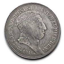 Napoli Due Sicilie Rara piastra reimpressa 1818 testa grande