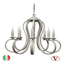 Lampadario sospensione 8 luci liberty in Ferro Battuto Nina Made in Italy