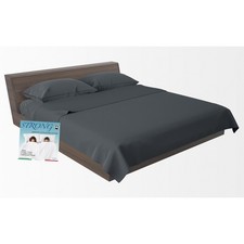Completo Lenzuola Strong Grigio Piombo 100% Cotone, Set Letto Tinta Unita Lavabi