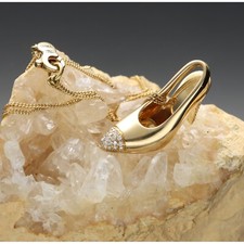 scarpa con brillanti Alfieri St John pendente collana 2 fili oro giallo  vintage