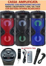 KARAOKE CASSA AMPLIFICATA 120 Watt Microfono Bluetooth Usb Sd Radio Aux Display.