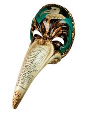 Maschera Di Venezia Rinfrangente Medico La Peste IN Carta Cartapesta Mano #22598