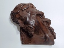 Volto di Gesu Cristo scultura in legno intagliato fregio Gesù antico Arte sacra