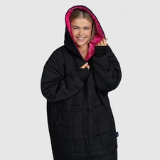 Felpa da esterno nera e rosa -