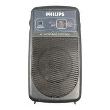 Vintage BLACK PHILIPS AE 1495 due tasca BAND RADIO FM Radiolina Pocket Amatori