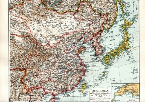 1889 antica mappa - antica, cina