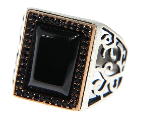 Anello argento 925 - , onice