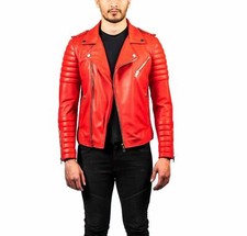 ROSSO Biker Giacca Pelle Uomo
