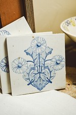 Antica piastrella _ motivo floreale  Art Nouveau - Liberty - 12*12 cm