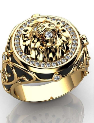 Anello uomo leone diamante - re,
