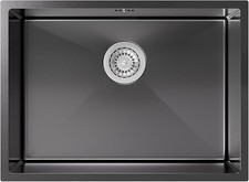 Lavandino cucina 60 x 44 cm lavello incasso nero antracite lavabo acciaio inox