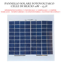 PANNELLO SOLARE FOTOVOLTAICO MODULO 10WATT 17,2V CAMPEGGIO (34X34) cm
