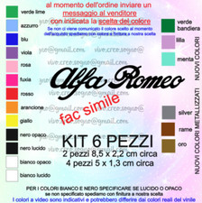 KIT 6 ADESIVI ALFA ROMEO pinze freno Giulietta Mito Giulia Stelvio VARI COLORI