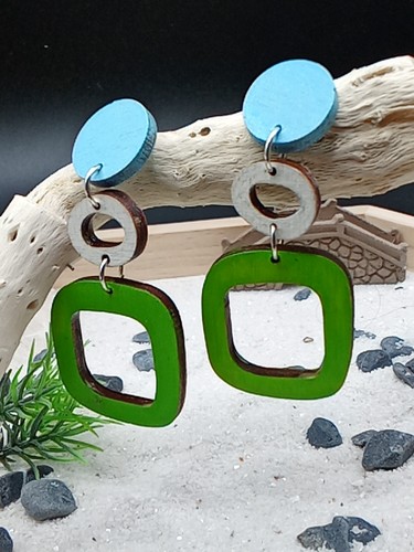 Boucle oreille bois - d'oreille, en