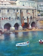 ABBAZIA SAN FRUTTUOSO di Camogli Genova cartolina inizi 1900 superba fotocromia 