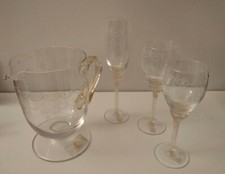  Servizio bicchieri in cristallo inciso e oro della Cristalleria Etruria