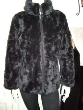 SOHO NEW YORK GIACCA PELLICCIA ECOLOGICA NERA SINTETICA FAUX FUR PELZ VOLPE FOX 