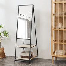 Specchio Da Terra a Figura Intera Specchio Rettangolare Con 2 Ripiani in MDF Rov