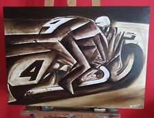 quadro Futurista dipinto a mano Mario Sironi olio su tela 70x50 Uomo Nuovo 1918