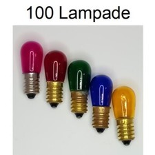100 lampade di ricambio MULTICOLORE a incandescenza 14V per catenaria da 20 luci