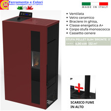 Stufa Pellet SLIM 5Kw A+ Ventilata BORDEAUX 4 STELLE Alto Rendimento 96,4% 132m3