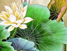 Pannello ceramica mosaico di un fiore di loto dipinto backsplash piastrelle floreali arte murale