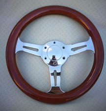 Volante legno razza lucida con asole mm 310 - wood steering wheel with slots