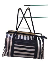 Borsa second Bag telata plastificata righe argento nero oro glitter vintage mare