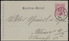 Austria lettera cartolina K 22 CILLI 6.7.1899 per VIENNA 7.7.99
