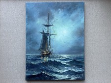 Dipinto olio barca a vela