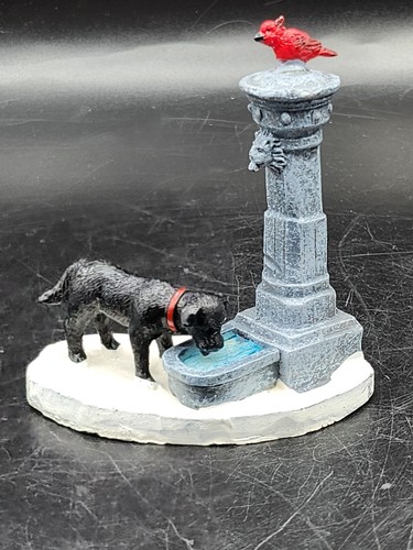 Lemax village dog drinking - dog,