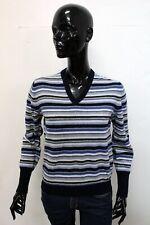 Ballantyne Maglione Donna A Righe Taglia 42 Sweater Blu Pullover Lana Maglia
