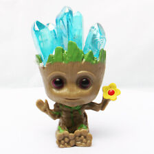 1Pz Placcatura Colore Naturale Con Groot Intaglio Cristallo Quarzo Guarigione Decorazione