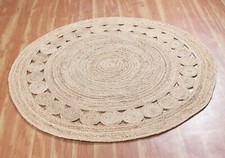 Tappeto rotondo design casale juta tappeto fatto a mano 100% naturale area tappetino tappeto