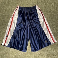 Pantaloncini da basket Jordan Shiny Silky Dazzle 11” rosso navy bianco grandi