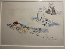 WALTER PIACESI china/acquerello su carta 20,5 x 27,5 - 1993 "SPIAGGIA ADRIATICA"