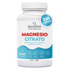 Bandini® Magnesio Citrato 240 Capsule | Energia, Muscoli, Stanchezza | 4 mesi
