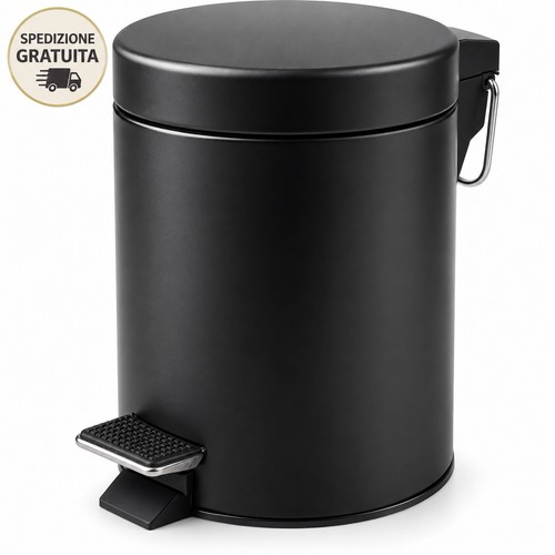 Pattumiera pedale nera - pedale, 3l