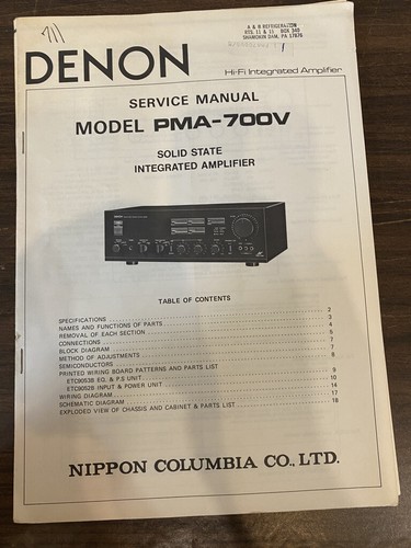 Denon pma 700v pma700v - pma700v, manuale