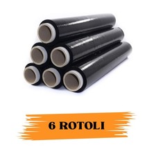 Pellicola Estensibile Nero Da 1,8 Kg 23 Micron Bobina Super Resistente 6 RotolI