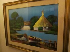 Tatari  olio su tela Villaggio sul Lago 