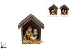 NATIVITA IN CAPANNA LEGNO 7CM