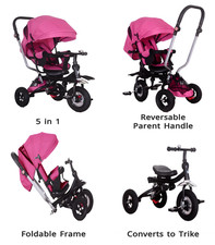 Piccolo Bambino 5 IN 1 Triciclo Passeggino Bambini Bambini Neonati Bambini Triciclo - Rosa