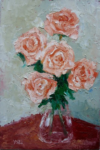 Rose crema estive - , dipinto