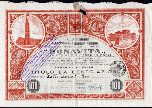 Certificato azionario società - azionario,