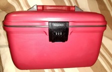 BEAUTY CASE vintage rigido rosso anni 80 -Specchio interno e contenitore mobile