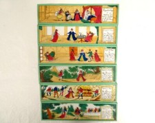 6 Lastre Di Vetro Lanterne Magiche Riquet À La Houppe Personaggi XIX Secolo