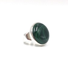 anello malachite verde argento